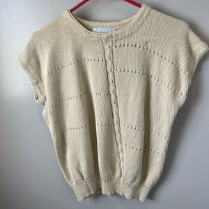 Vintage Cream Knit cotton Sleeveless Top by Brannon-Washington medium